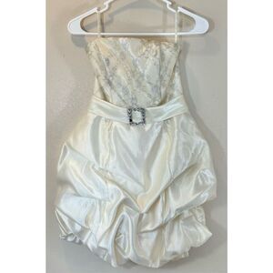 Vintage Gunne Sax Jessica McClintock Y2K 90's Cream Strapless Cocktail Dress 3US